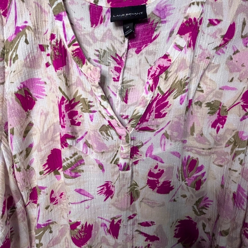 Lane Bryant Floral Sleeveless Top Plus Flowy Tunic Casual Cool Cottage Sz. 28p - Picture 3 of 5